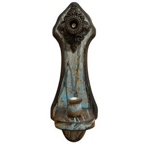 Vintage Wood Refinsihed Wall Scone Candle Holder - BAM